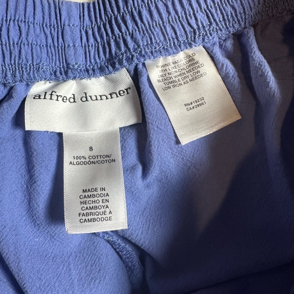 Alfred Dunner Blue Cotton Pull On Pants Size 8 Comfort Waist Casual Straight Leg - Picture 2 of 4